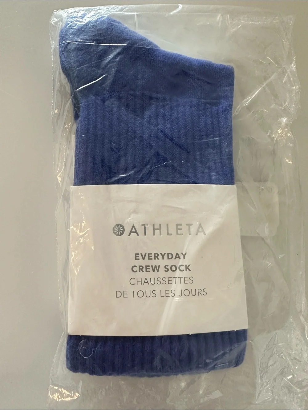 NWT AUTHENTIC ATHLETA Everyday Crew Socks Blue New in Original Packaging